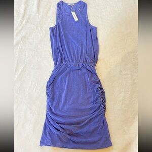 Sundry Womens Size Large Blue Ruched Cotton Tank Dress Casual Beach Boho